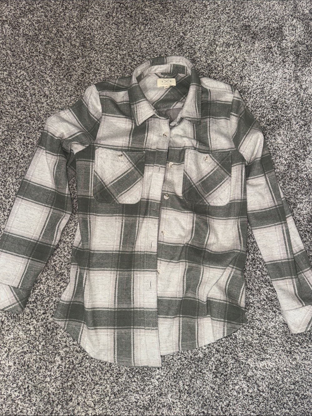 Boutique light green and cream button shirt. Perfect for fall!
